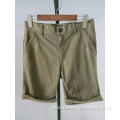 khaki twill scratch turn up hem men's shorts